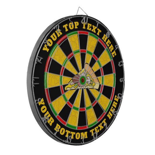 Pizza Slice Dartboard met aangepaste tekst Dartbord (Voorkant Links)