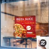 Pizza slice en een Drink promo aanpassen Raamsticker (Cafe Raam)