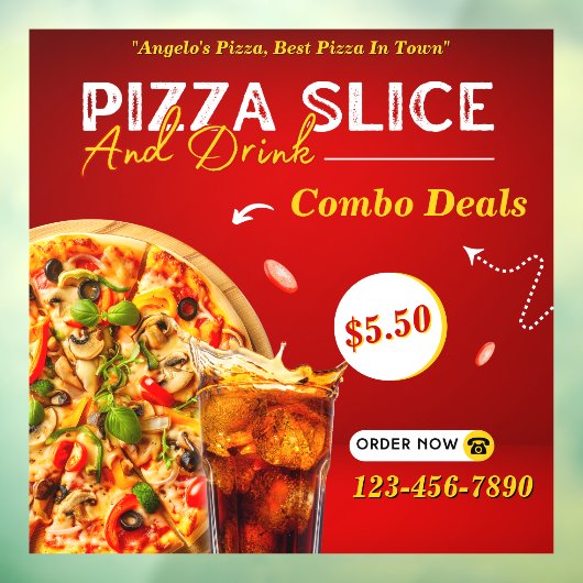 Pizza slice en een Drink promo aanpassen Raamsticker (Vel 3)