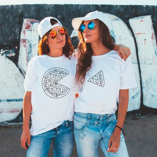 Pizza Slice Grappig Bijpassend Koppel Wit T-Shirt