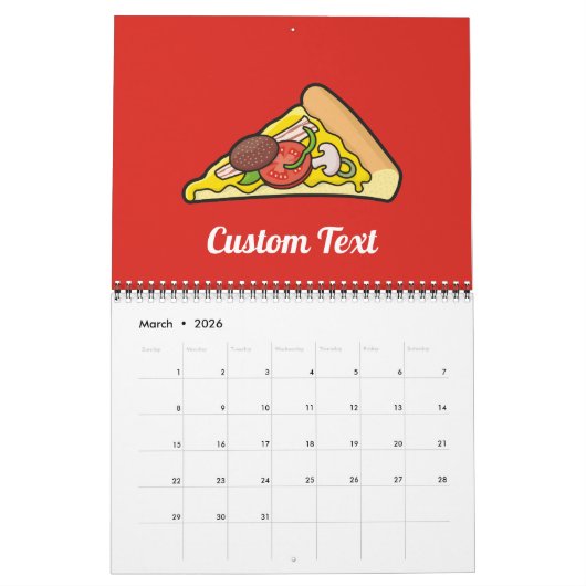 Pizza slice kalender (Mar 2026)