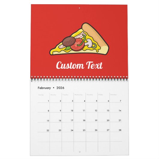 Pizza slice kalender (Feb 2026)