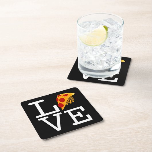 Pizza Slice Liefde Kartonnen Onderzetters (Insitu)