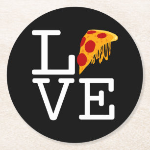Pizza Slice Liefde Ronde Kartonnen Onderzetter