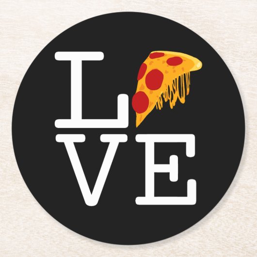 Pizza Slice Liefde Ronde Kartonnen Onderzetter (Voorkant)