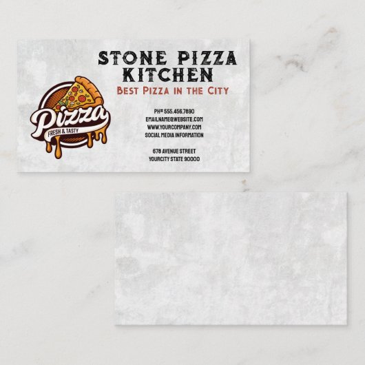 Pizza Slice Logo | Restaurant Visitekaartje (Voorkant / Achterkant)