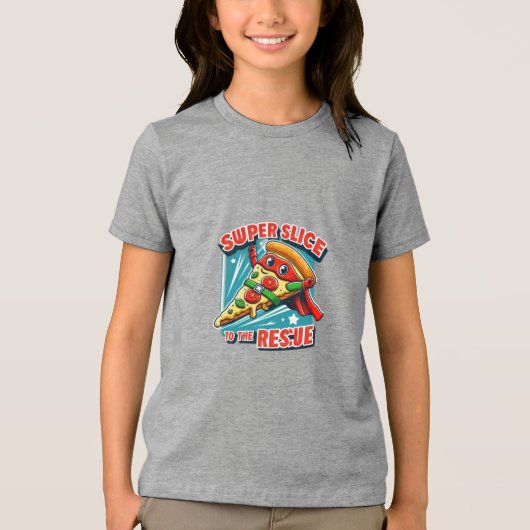 Pizza Slice met een cape Tri-Blend Shirt (Voorkant)