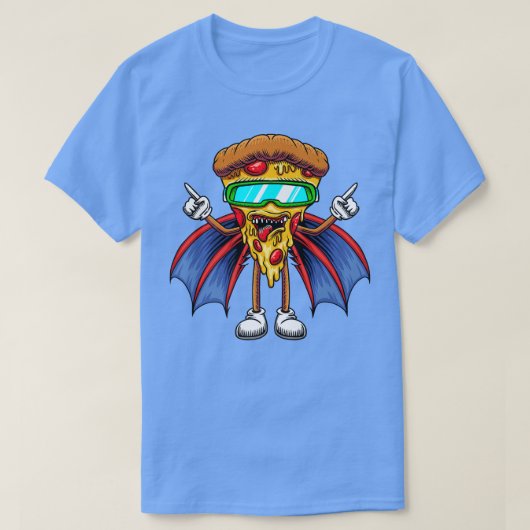 Pizza Slice met Wings Funny Pizza Lovers T-shirt (Design voorkant)