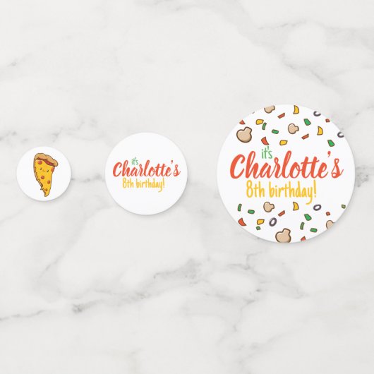 Pizza, Slice of Birthday fun, kawaii Confetti (Voorkanten)