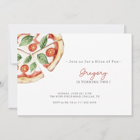 Pizza Slice of Fun Birthday Invitation Kaart (Voorkant)