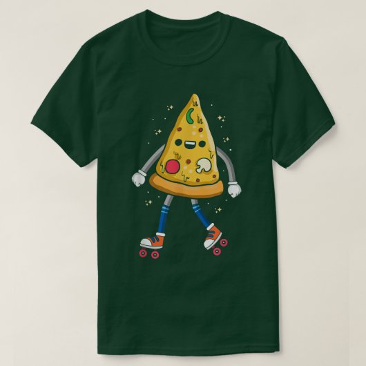 Pizza Slice on Rollerskates, Roller Skating Retro T-shirt (Design voorkant)