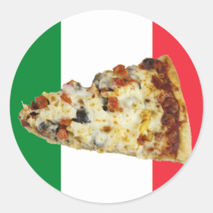 Pizza Slice op de kleuren van de Italiaanse vlag Ronde Sticker