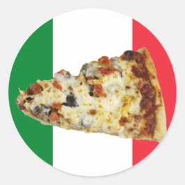 Pizza Slice op kleuren van de Italiaanse vlag Ronde Sticker