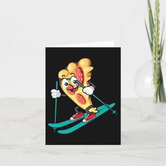 Pizza Slice op ski's Cool Tarwedeeg Pie Lovers Gi Kaart (Voorkant)