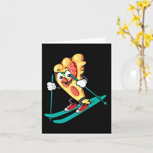 Pizza Slice op ski's Cool Tarwedeeg Pie Lovers Gi Kaart (Gele Bloem)