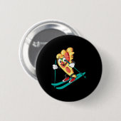 Pizza Slice op ski's Cool Tarwedeeg Pie Lovers Gi Ronde Button 5,7 Cm (Voorkant /achterkant)