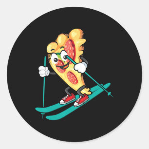 Pizza Slice op ski's Cool Tarwedeeg Pie Lovers Gi Ronde Sticker