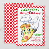 Pizza Slice Pizza Birthday Party Invitations Kaart (Voorkant / Achterkant)