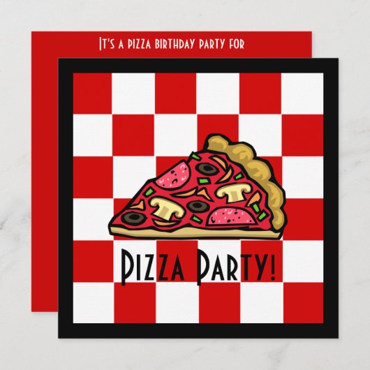 Pizza Slice Pizza Party Kaart (Voorkant / Achterkant)