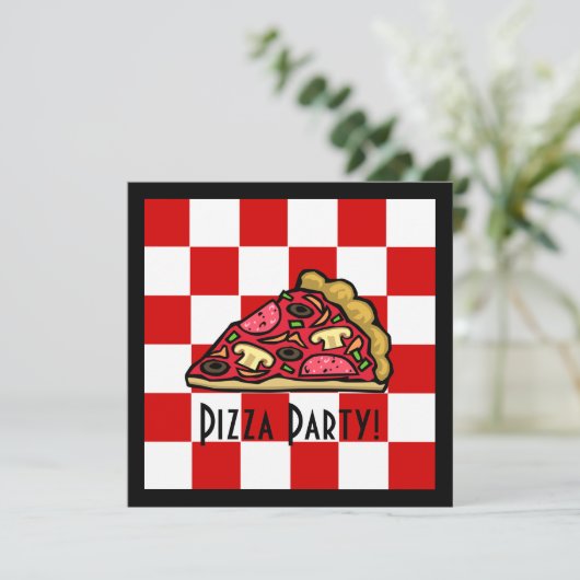 Pizza Slice Pizza Party Kaart (Staand voorkant)