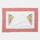 Pizza Slice Red Checks Border Tea Towel Dish Towel Theedoek (Horizontaal)