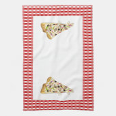 Pizza Slice Red Checks Border Tea Towel Dish Towel Theedoek (Verticaal)
