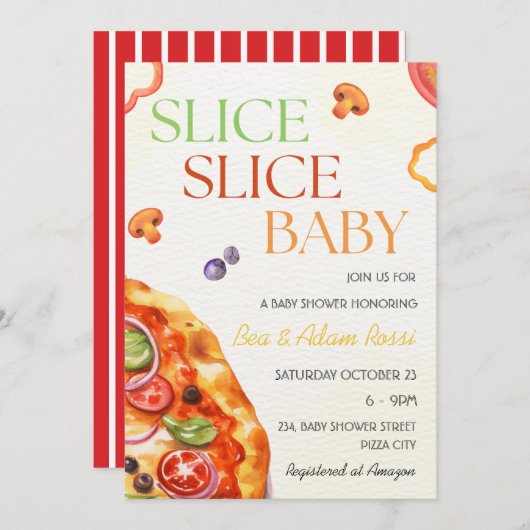 Pizza Slice Slice Baby Coed Baby shower Kaart (Voorkant / Achterkant)