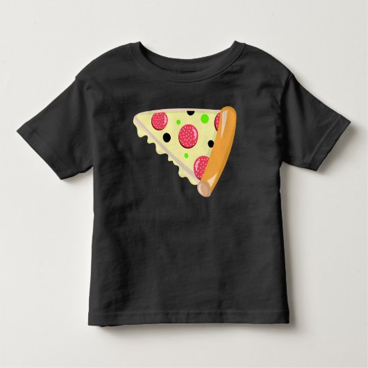 Pizza Slice Vaderdag Peuter Zwart T-shirt (Voorkant)