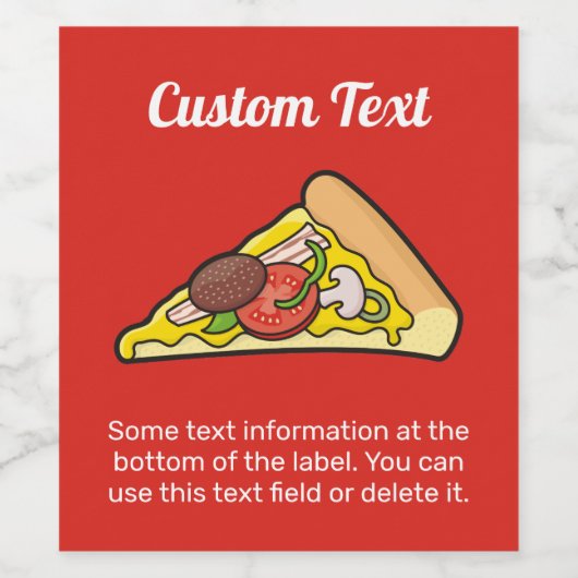 Pizza Slice Wijn Etiket (Enkel label)