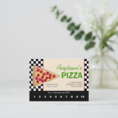 Pizza Slice & Zwart Checkerboard Pizza Loyaliteit Klantenkaartje (Staand voorkant)