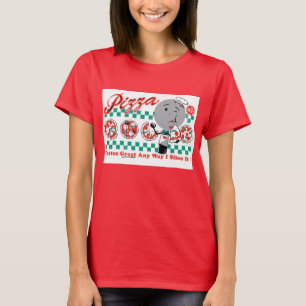 Pizza Slicer Retro Dames Ringer () T-shirt