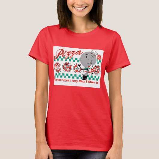 Pizza Slicer Retro Dames Ringer () T-shirt (Voorkant)
