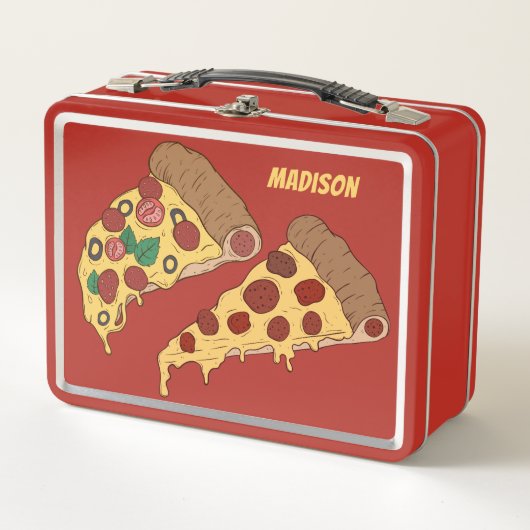 Pizza Slices aangepaste naam lunchbox (Voorkant)