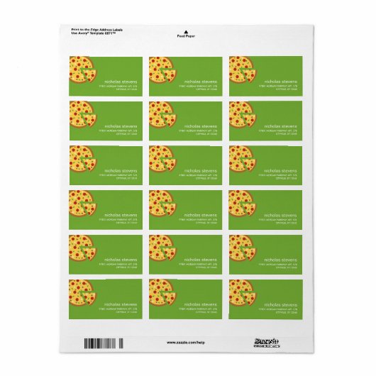 Pizza Slices Adresetiketten Etiket (Full Sheet)