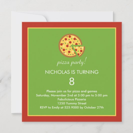 Pizza Slices - Birthday Party Invitation Kaart (Voorkant)
