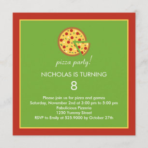 Pizza Slices - Birthday Party Invitation Kaart
