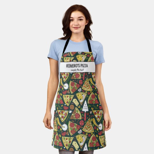 Pizza Slices, Chef Baker Restaurant Custom Text Schort (Gedragen)