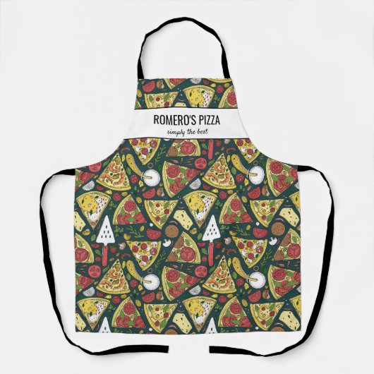 Pizza Slices, Chef Baker Restaurant Custom Text Schort (Voorkant)