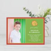Pizza Slices Foto Birthday Invitation Kaart (Staand voorkant)