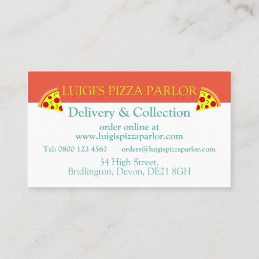 Pizza Slices Graphic Pizza Parlor Professional Visitekaartje (Achterkant)