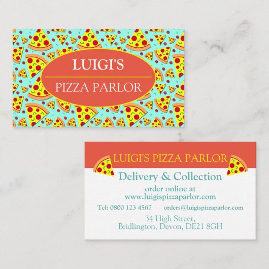 Pizza Slices Graphic Pizza Parlor Professional Visitekaartje (Voorkant / Achterkant)