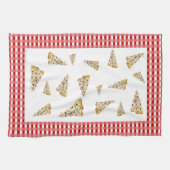 Pizza Slices Red Checkered Border Tea Towel Theedoek (Horizontaal)
