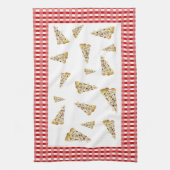Pizza Slices Red Checkered Border Tea Towel Theedoek (Verticaal)