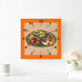 Pizza Slices Wall Clock Vierkante Klok (Huis)