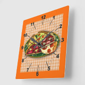 Pizza Slices Wall Clock Vierkante Klok (Hoek)