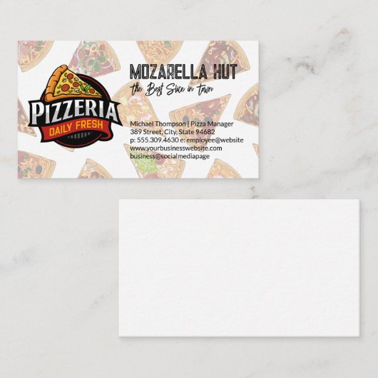 Pizza Slices | Winkeleigenaar Pizzeria Visitekaartje (Voorkant / Achterkant)