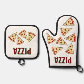 Pizza Sneden Ontwerp Ovenwant & Pannenlap Set (Voorkant)