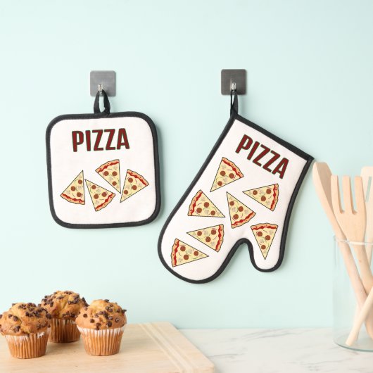 Pizza Sneden Ontwerp Ovenwant & Pannenlap Set (Insitu(Ophanging))