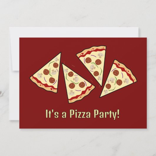 Pizza Sneden Ontwerp uitnodiging (Voorkant)