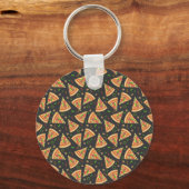 Pizza snijdt achtergrond sleutelhanger (Voorkant)